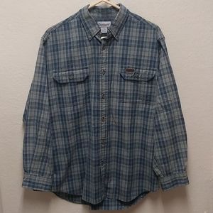 Carhartt L Blue Plaid Button Down Shirt